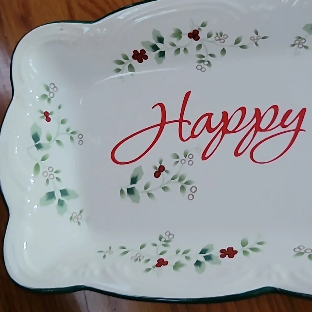 Pfaltzgraff Winterberry Happy Holidays Appetizer Tray